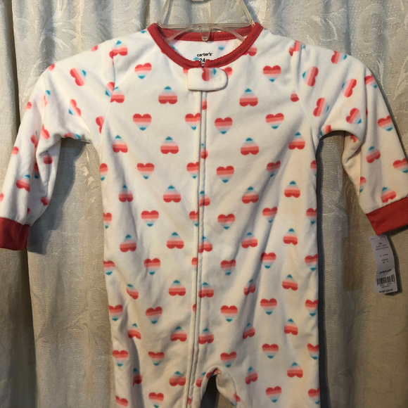 3/$10 kids carters 24m 1 piece fleece pj white new - Picture 2 of 7